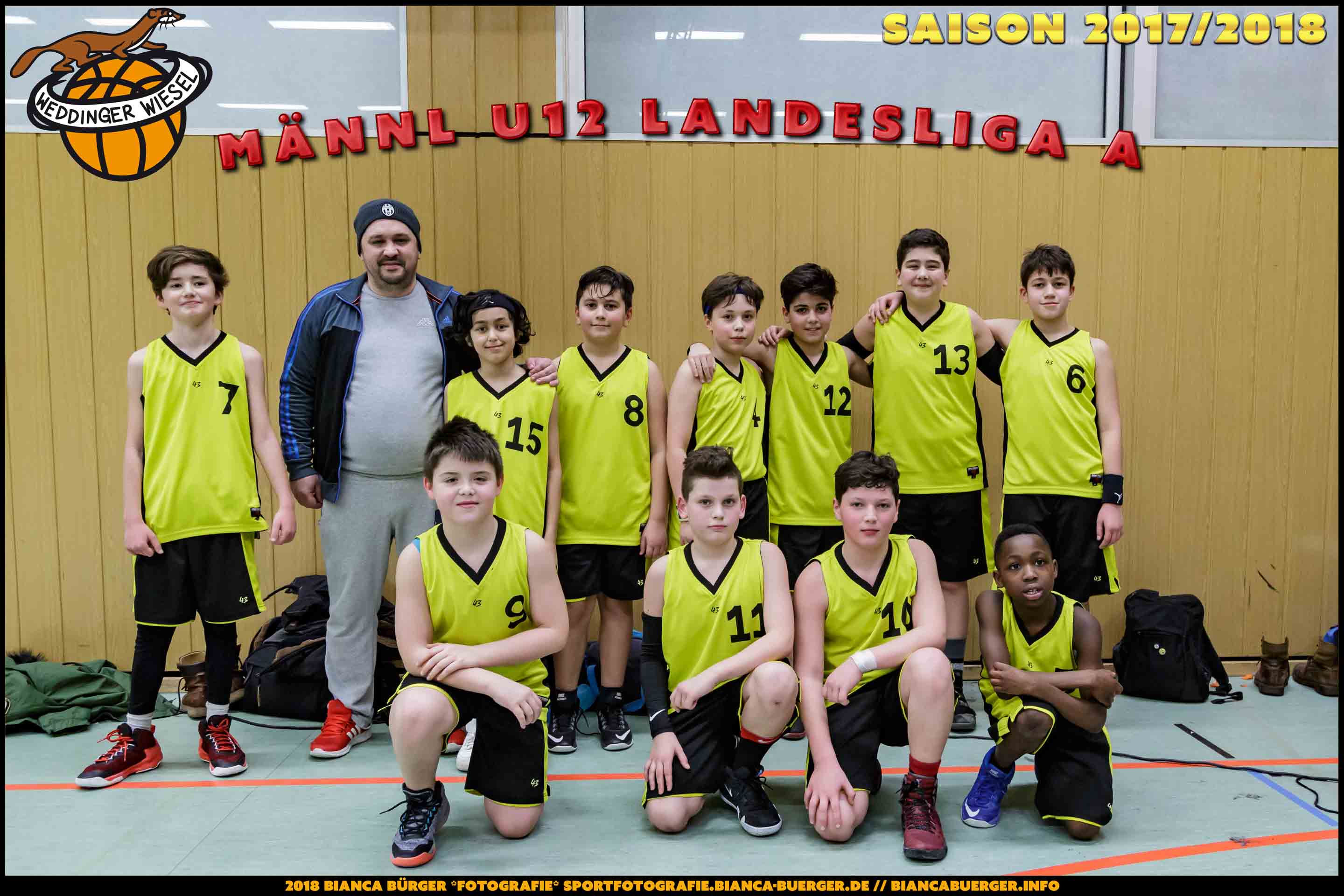 Teamfoto mU12 Weddinger Wiesel Saison 2017-2018 (Basketball)